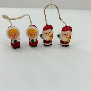 Vintage Christmas Santa Claus & Children Hanging Candles Ornaments Lot‎